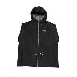 NEW COLUMBIA men's hooded jacket with a plaid inner lining in black